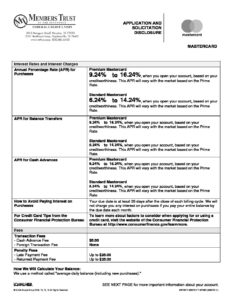Mastercard Application and Solicitation Disclosure