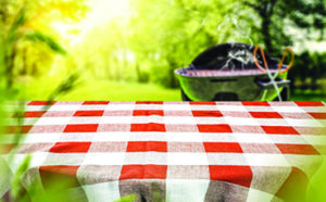 Barbeque picnic table setting