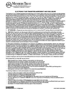 EFT Agreement and Disclosure March 1 2022