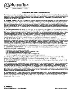 Funds Availability Policy Disclosure approved on 2 17 2022