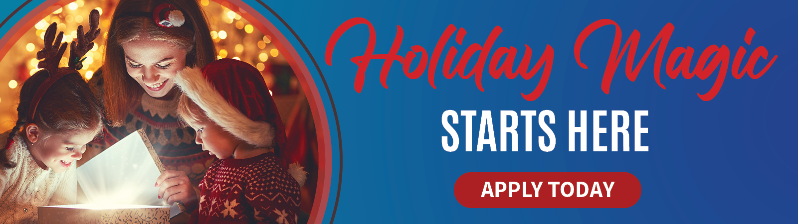 Children enjoying holiday magic together. Member's Trust Federal Credit Union Personal Loans.